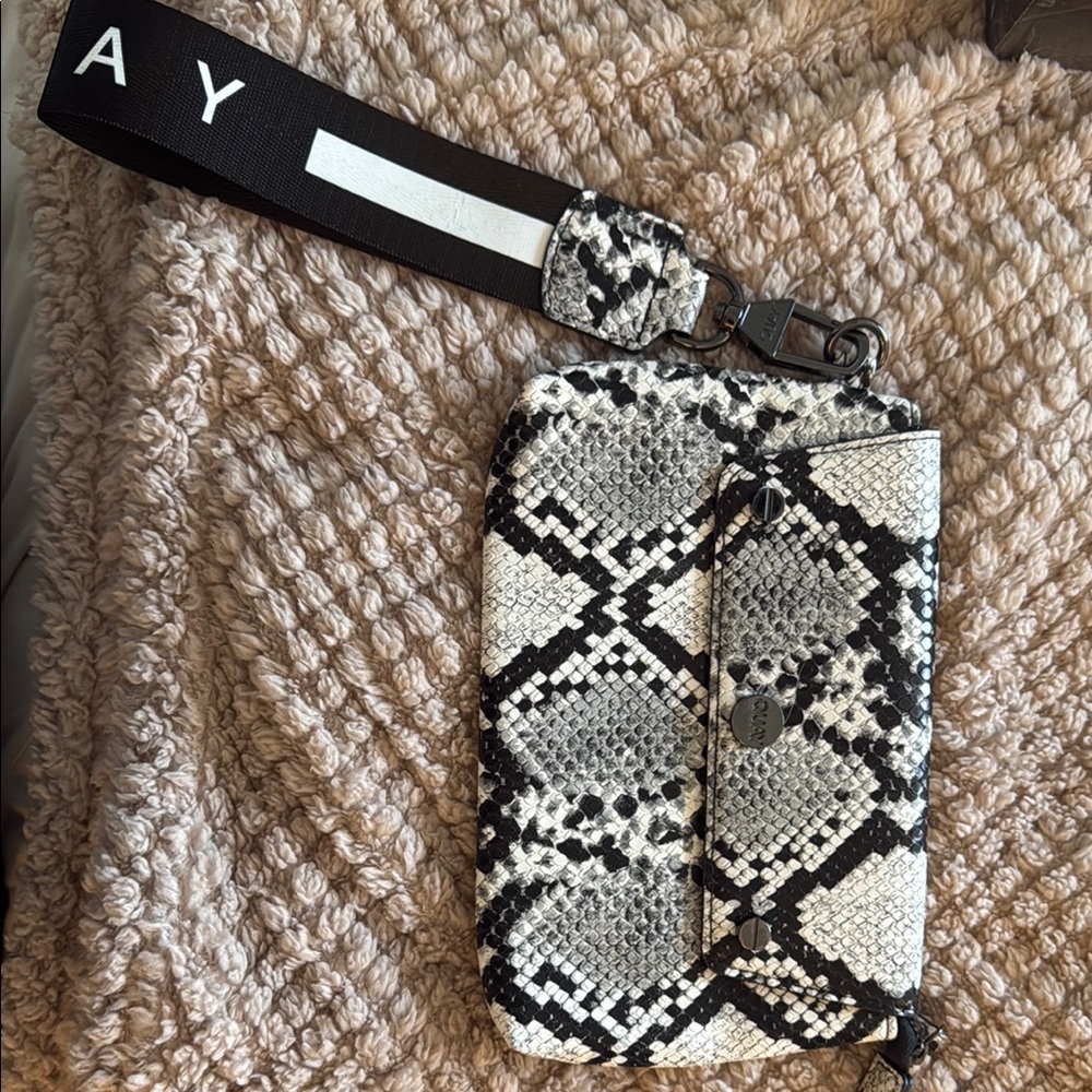 Quay Snakeskin Pattern Wristlet with Black Strap